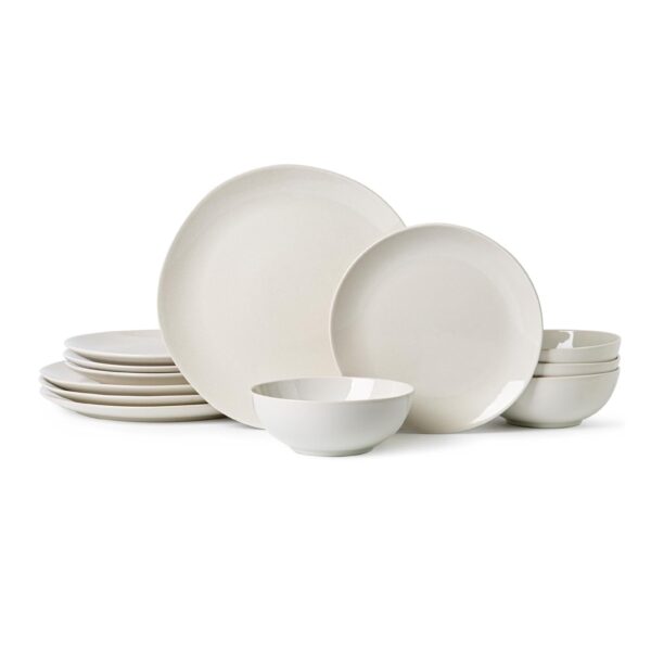 12-Piece Plates and Bowls Sets,Ceramic Dinnerware Sets for 4, Chip Resistant and Scratch Dish Set, Dining Dinner Porcelain Dishware, Microwave and Dishwasher Safe,White Matte