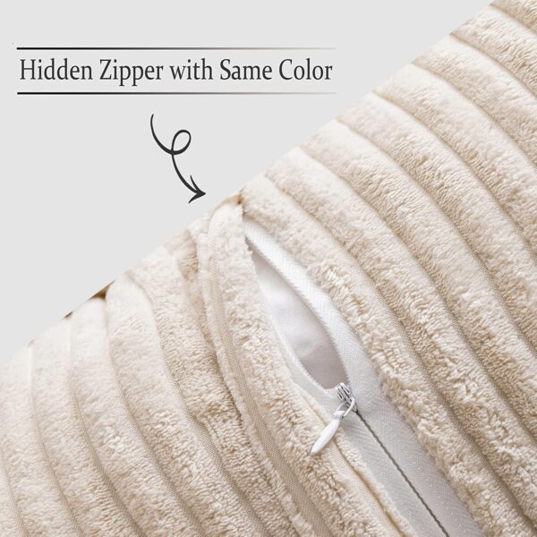 Corduroy Pillow Covers with Splicing Set of 2 Super Soft Boho Striped Pillow Covers