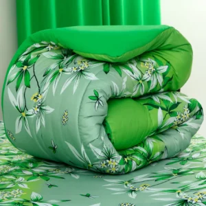 5 PCs Single Comforter Set-Green Gold