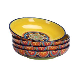 Ceramic 35oz Dinner Bowls, Set of 4, for Pasta, Salad, Cereal, Soup & Microwave & Dishwasher Safe