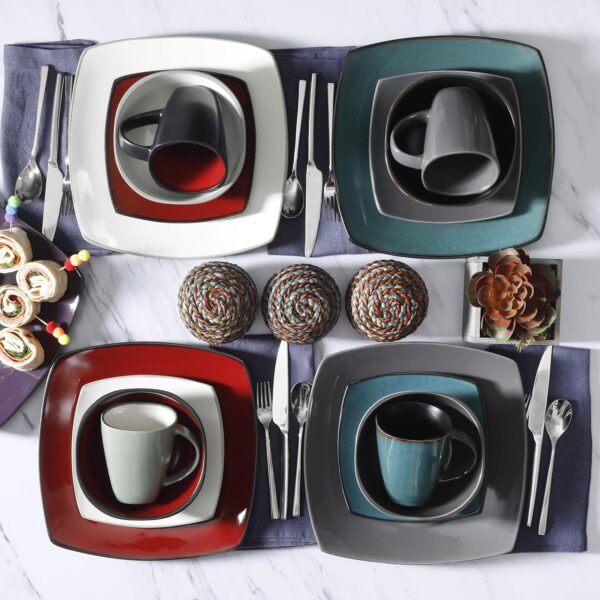 Lounge Square Reactive Glaze Dinnerware Set - Image 2