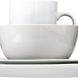 Basics 16-Piece Porcelain Kitchen Dinnerware Set with Plates, Bowls and Mugs, Service for 4 - White