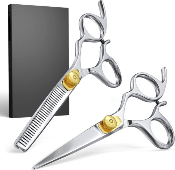 5.5″ Hair Cutting Scissors Thinning Shears Set Professional Hair Scissors Set Barber