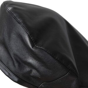 Women Beret Hat PU Leather Beret French Black Beret Artist Beret Cap