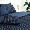 5 PCs Single Comforter Set-Blue Check