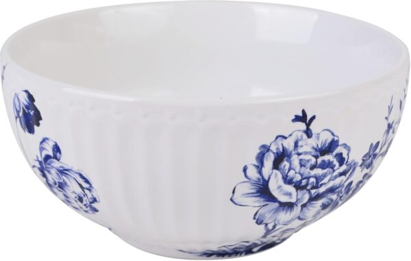 Complete 12-Piece Set: Includes 4 dinner plates, 4 salad plates, and 4 cereal bowls – perfect for serving meals for four. Durable Porcelain: Made from high-quality porcelain for lasting durability, ideal for everyday use and special occasions. Elegant Embossed Toile Design: Features a classic blue embossed Toile pattern with a glossy finish, adding timeless sophistication to your table. Great for Gifting & Space Saving: Perfect for gifting on special occasions. The stackable design ensures easy storage, saving space in your kitchen. Dishwasher Safe & Made in Indonesia: Easy to clean and maintain, this set is dishwasher safe and crafted in Indonesia for superior quality.