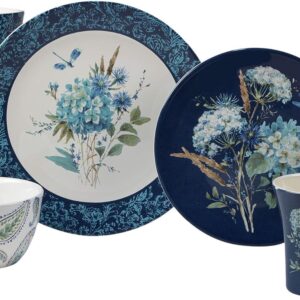 Blue 16 pc Dinnerware Set, Service for 4, Multicolor