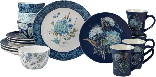 Blue 16 pc Dinnerware Set, Service for 4, Multicolor