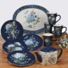 Blue 16 pc Dinnerware Set, Service for 4, Multicolor