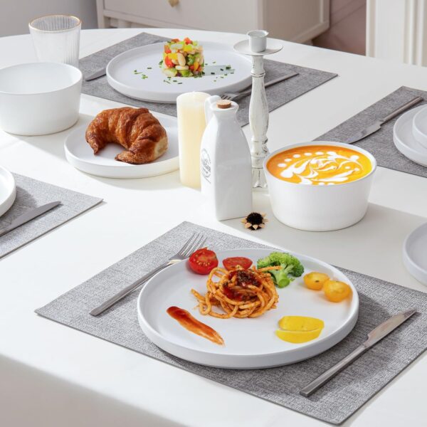 12-Piece Plates and Bowls Sets,Ceramic Dinnerware Sets for 4, Chip Resistant and Scratch Dish Set, Dining Dinner Porcelain Dishware, Microwave and Dishwasher Safe,White Matte