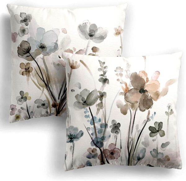 Flower Throw Pillow Covers 18x18 Set of 2