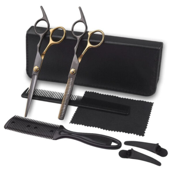 Sharp and Effective: Beauty Zone USA hair cutting scissors are crafted from high-quality steel, featuring fine blades that ensure sharpness and long-lasting durability. Superior Quality: Made from 100% Japanese stainless steel, Beauty Zone USA scissors have hand-sharpened thinning and razor edges for smooth, precise haircuts without causing damage or split ends. The soft inner rubber rings reduce friction, making them comfortable to use. Modern and Sleek Design: Beauty Zone USA scissors feature a modern, sleek design and are manufactured with premium stainless steel, giving them a glossy and shiny finish. Convenient to Use: The Beauty Zone USA hairdressing scissors kit includes a range of accessories, allowing users to easily achieve the perfect look. The shorter thumb handle reduces overextension of the thumb and wrist, relaxing the elbow and wrist for optimal ergonomics. Perfect for salon professionals, barbers, and home use.