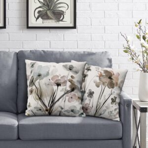 Flower Throw Pillow Covers 18x18 Set of 2