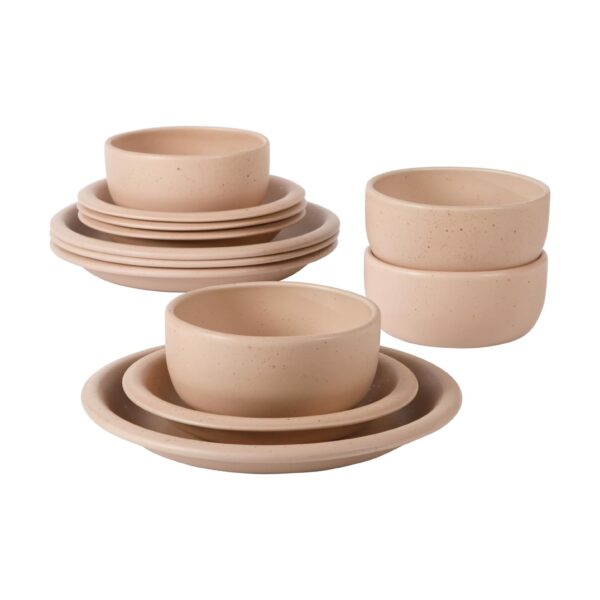 Corsica Clay 12 Piece Stoneware Reactive Glaze Dinnerware Set