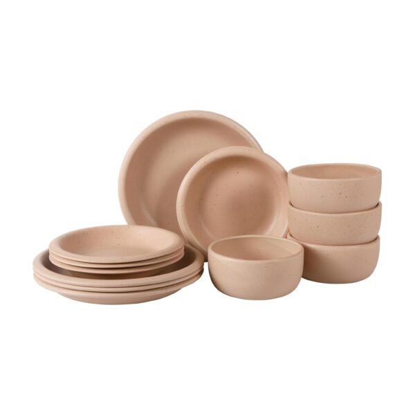 Corsica Clay 12 Piece Stoneware Reactive Glaze Dinnerware Set