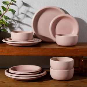 Corsica Clay 12 Piece Stoneware Reactive Glaze Dinnerware Set